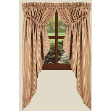 Barn Red Nutmeg York Ticking Gathered Swag Lined C6880017 - The Fox Decor